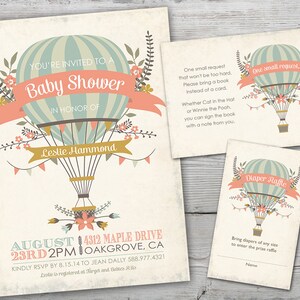 Hot Air Balloon Baby Shower Invitation, Hot Air Balloon Baby Shower Invite, Up Up and Away Baby Shower Invitation, Up Up and Away Invitation