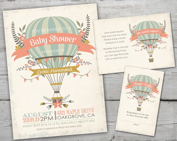 Hot Air Balloon Baby Shower Invitation, Hot Air Balloon Baby Shower Invite, Up Up and Away Baby Shower Invitation, Up Up and Away Invitation Il_570xn