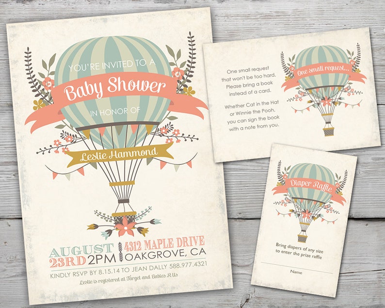 Hot Air Balloon Baby Shower Invitation Hot Air Balloon Baby Etsy Hot Air Balloon Baby Shower Invitation Hot Air Balloon Baby Etsy