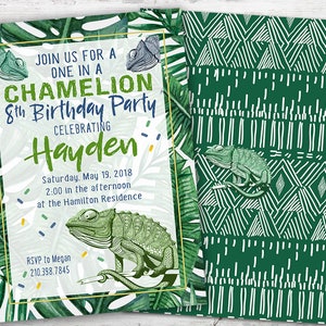Chameleon Invitation, Chameleon Birthday, Chameleon Party Invitation, Reptile Birthday Invitation, Reptile Party, Reptile Invite, PRINTABLE