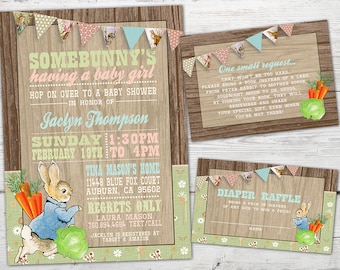 Peter Rabbit Invitation, Peter Rabbit Baby Shower, Bunny Baby Shower, Beatrix Potter Baby Shower, PRINTABLE, Peter Rabbit Birthday