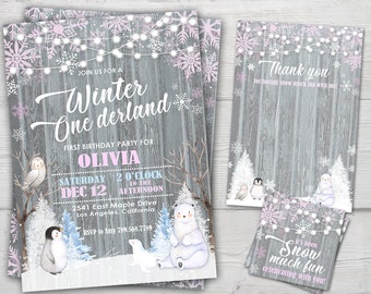 Winter Onederland Invitation Girl, Winter Onederland Birthday Invitation, Winter Wonderland Birthday Invitation, Winter ONEderland Invite
