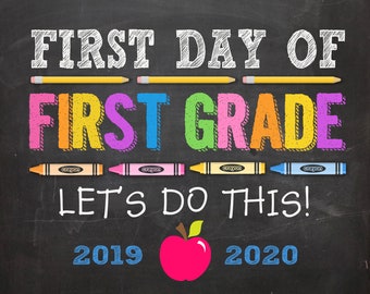 First Day of First Grade Sign, First Day of First Grade Sign Girl, First Day of First Grade Printable, DIGITAL, First Day of First Grade