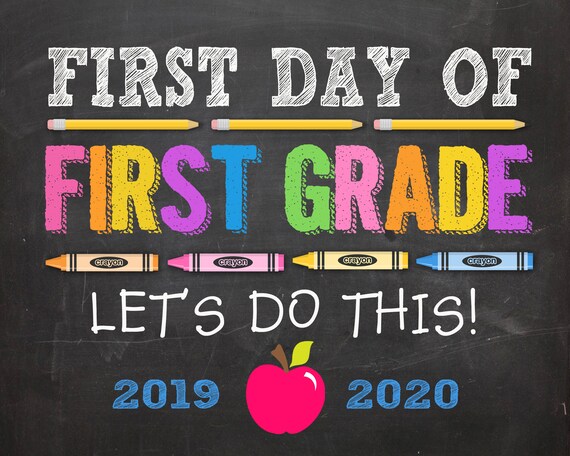 First Day of First Grade Sign, First Day of First Grade Sign Girl, First Day of First Grade Printable, DIGITAL, First Day of First Grade Il_570xn