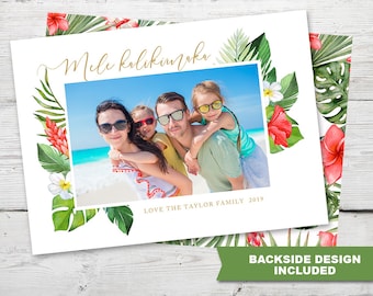 Mele Kalikimaka EDITABLE Photo Card Tropical Holiday Card Tropical Christmas Photo Card HawaiianChristmas Photo Card Tropical Christmas Card