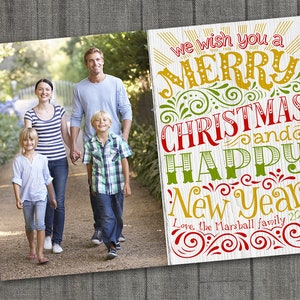 Cartão festivo da foto do feliz natal, cartões da foto da família cartão de natal da foto da família cartão digital imprimível da foto da família do natal original