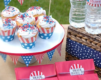 4th of July Party Decorations, 4th of July Party Decor, Fourth of July Party Kit, Fourth of July Decorations, PRINTABLE, Instant Download,