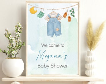 Boy Baby Shower Sign | Boy Shower Decor | Boho Baby Shower Welcome Sign |  Boho Baby Shower Sign | Boy Baby Shower Decorations | Edit Today