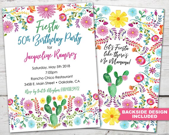 Fiesta Adult Birthday Invitation, Fiesta Birthday Invitation, Fiesta Birthday Party Invitation, Fiesta 50 Birthday, Fiesta Printable Invite Il_570xn