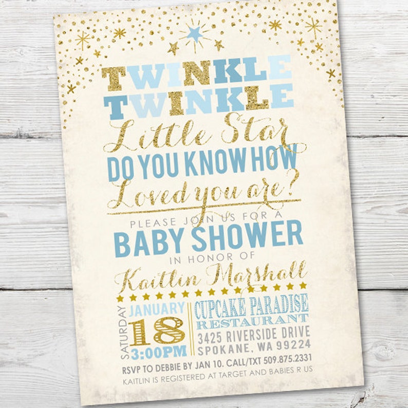 Twinkle Twinkle Little Star Baby Shower Invitation Baby Etsy