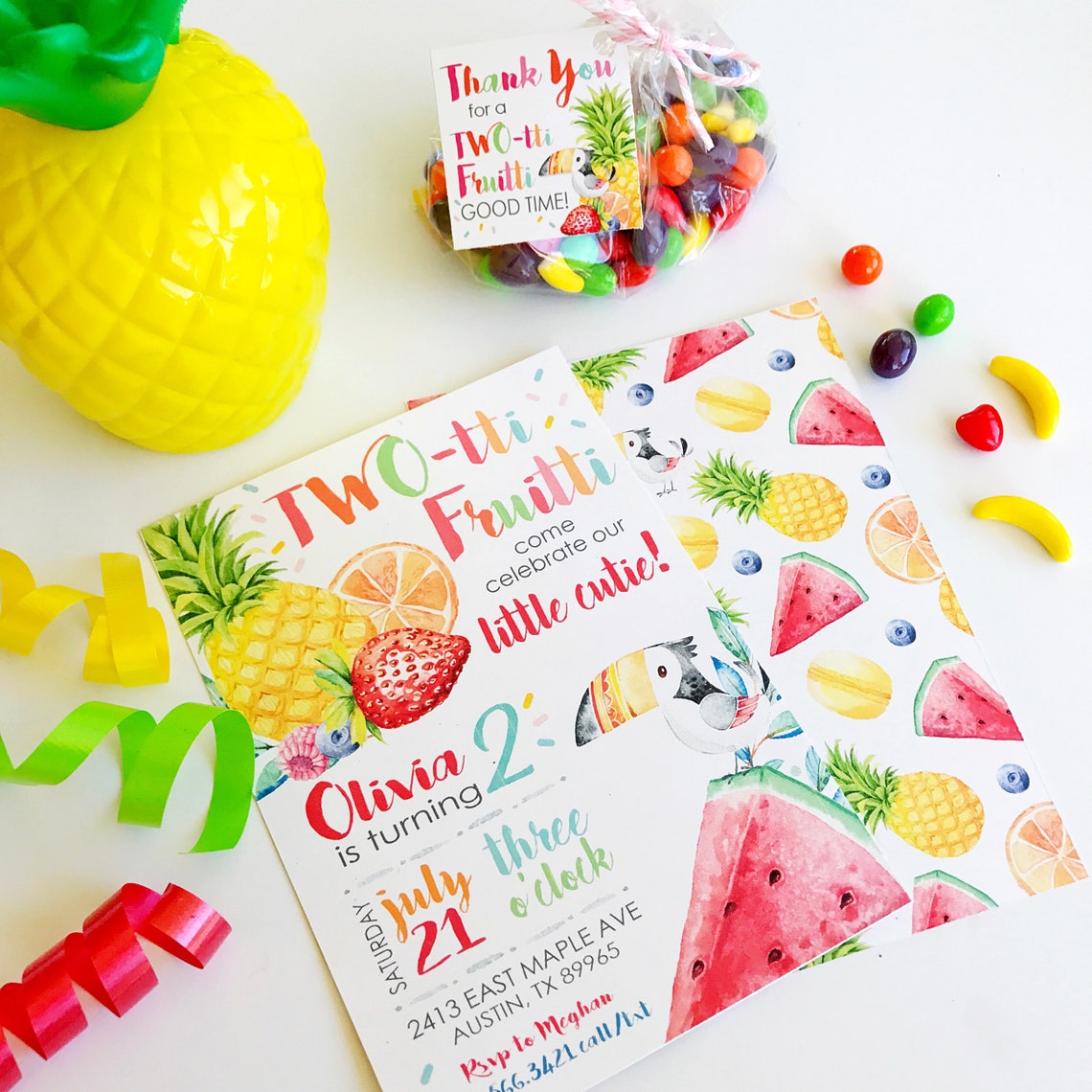 Fruit Birthday Invitation Fruit Birthday Party Invitation Etsy