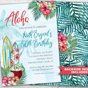 Luau Birthday Invitation for a Hawaiian Themed Birthday Party | Aloha Birthday Invitation | Printable Birthday Invitation for Luau Party