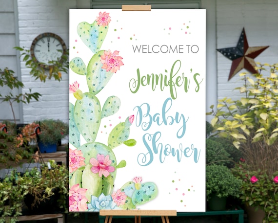 Cactus Baby Shower Sign, Cactus Baby Shower Decorations, Cactus Baby Shower Decor, Succulent Baby Shower Sign, Succulent Shower Decorations Il_570xn