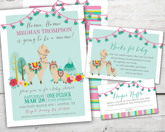 llama baby shower invite