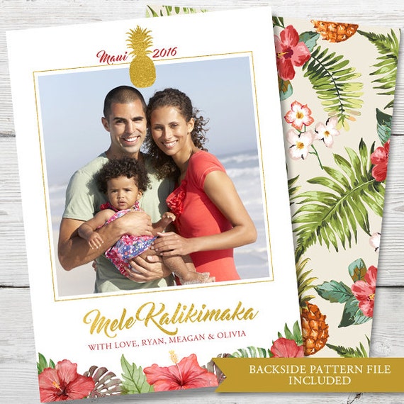 Christmas Photo Card, Tropical Holiday Photo Card, Mele Kalikimaka, PRINTABLE, DIGITAL, Hawaii Photo Card, Beach Photo Card, ID: PC15900 Il_570xn