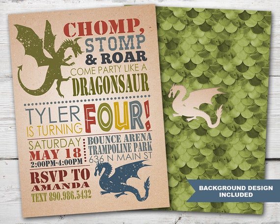 Dragon Birthday Invitation for a Dragon Birthday Party, Dragon Invitation, Dragon Invite PRINTABLE, Dragon Party Invitation Il_570xn