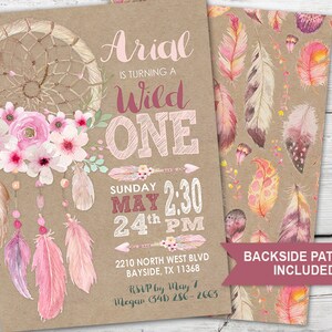 Dreamcatcher Birthday Invitation, Wild ONE Birthday Invitation, Dreamcatcher Invitation, PRINTABLE, Boho Birthday Invitation, Boho Party