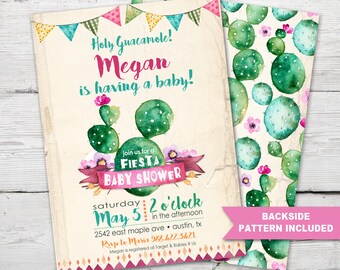 Fiesta Baby Shower Invitation, Fiesta Baby Shower, Fiesta Invitation, Cactus Baby Shower Invitation, Cactus Baby Shower Invites, Cactus