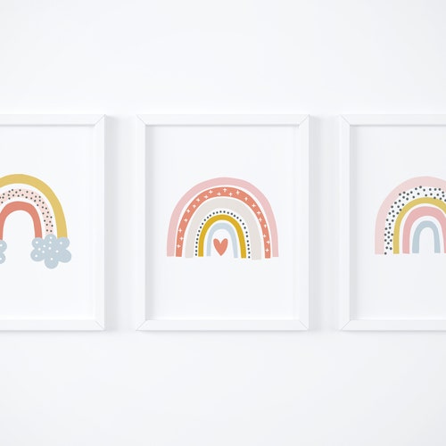Modern Rainbow Nursery Rainbow Wall Art Rainbow Wall Decor Etsy
