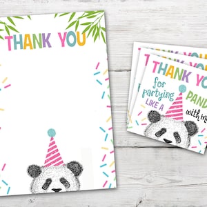 Cartões de agradecimento de aniversário do Panda, IMPRIMÍVEIS, Aniversário do Pandamonium, Etiquetas de agradecimento do Panda, Tema de aniversário do Panda, Notas de agradecimento do Panda