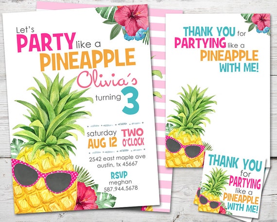 Party Like a Pineapple Invitation, Pineapple Party Invitation ...