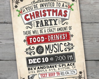 Christmas Party Invitations PRINTABLE | Holiday Party Invitation for a Christmas Party | DIGITAL Fun Christmas Invite for a  Holiday Party