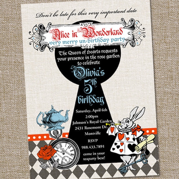 Vintage Alice Au Pays Des Merveilles Anniversaire Invitation Etsy France