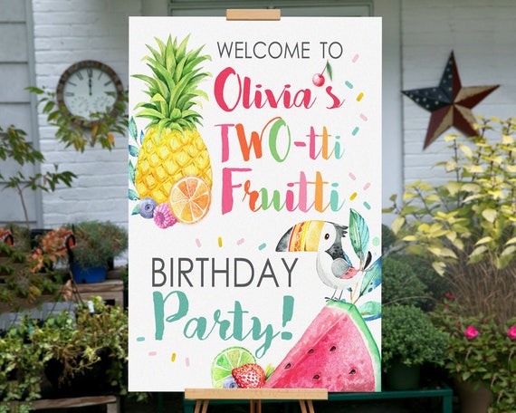 Tutti Frutti Party, Tutti Fruity Birthday Party, PRINTABLE, Twotti Frutti Party Sign, Twotti Frutti Birthday, Tutti Fruitti Banner, Sign Il_570xn