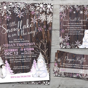 A Little Snowflake is on the Way Invitation Winter Wonderland Baby Shower Invitation, A Little Snowflake Baby Shower Invitation PRINTABLE