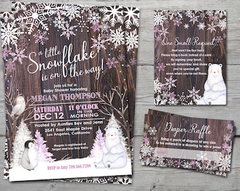 A Little Snowflake is on the Way Invitation Winter Wonderland Baby Shower Invitation, A Little Snowflake Baby Shower Invitation PRINTABLE
