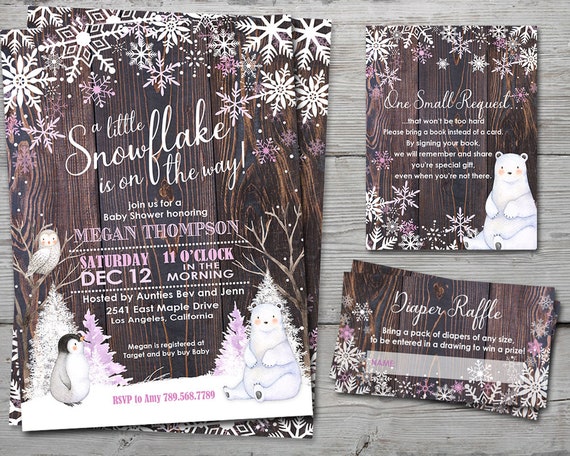 A Little Snowflake is on the Way Invitation Winter Wonderland Baby Shower Invitation, A Little Snowflake Baby Shower Invitation PRINTABLE Il_570xn