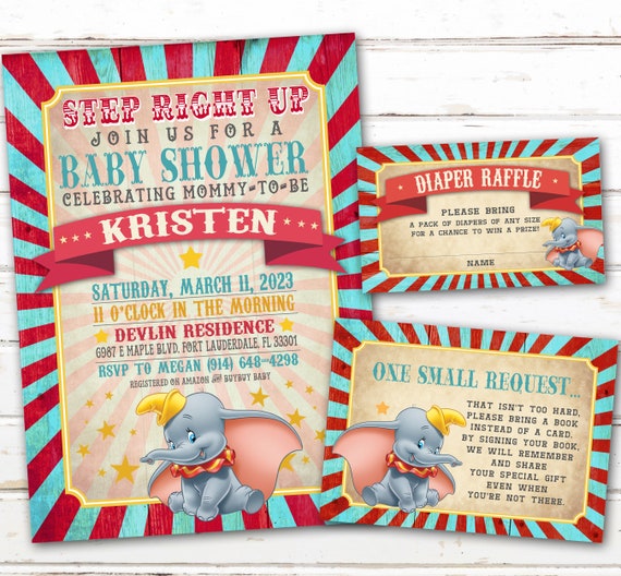 Dumbo Baby Shower Invitation Set | Dumbo Party Invitation | Dumbo Elephant Baby Shower Invite Set | Elephant Baby Shower Invitation Il_570xn