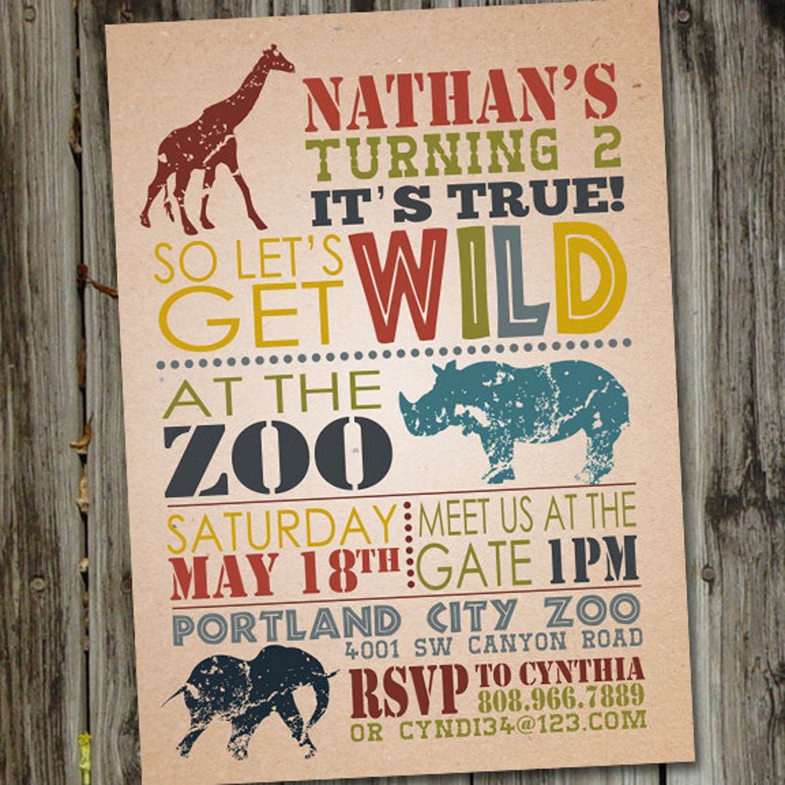 Wild Safari Birthday Invitation Zoo Birthday Invitation Zoo Etsy