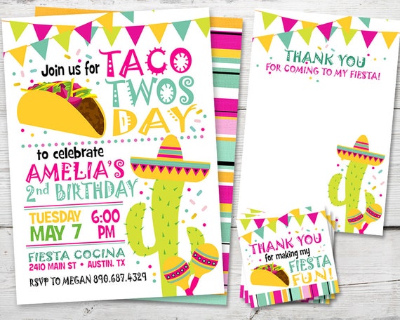 Taco Tuesday Invitation, Taco Tuesday Birthday, Taco Tuesday Invite PRINTABLE, Taco Birthday Taco Twosday Invitation, Taco Twosday Invite, Il_570xn