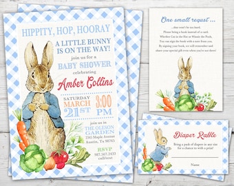 Convite para chá de bebê Peter Rabbit, conjunto de convites para chá de bebê Peter Rabbit PARA IMPRIMIR, convite para chá de bebê Peter Rabbit