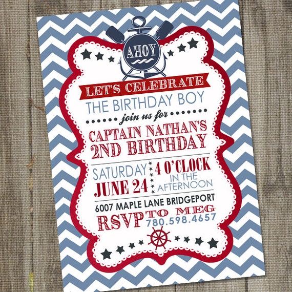 Nautical Party Invitation, Nautical Sailor Party PRINTABLE, Sailor Invitation, Anchor Party, Nautical Birthday Il_570xn