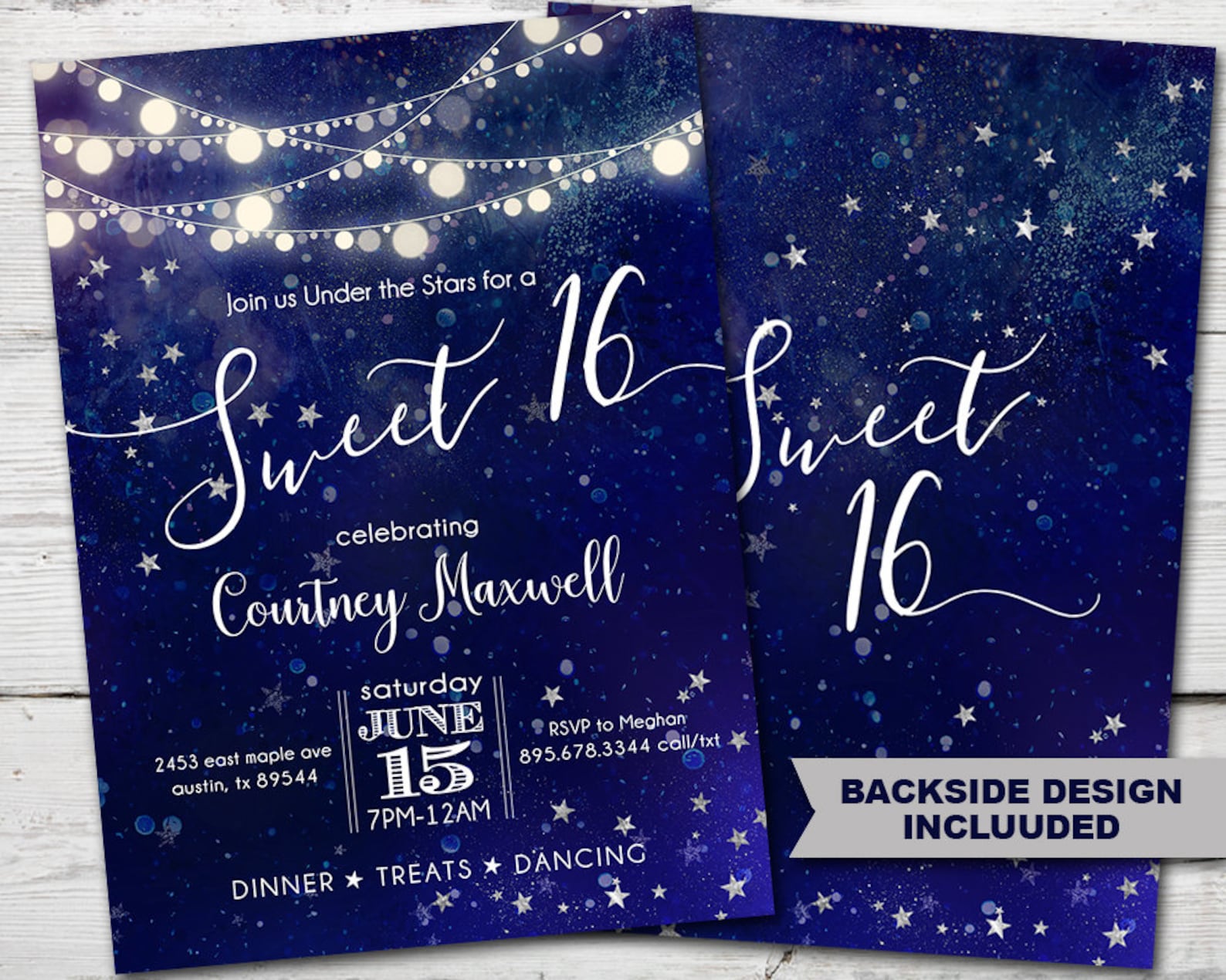 Under the Stars Sweet 16 Invitation Under the Stars Etsy