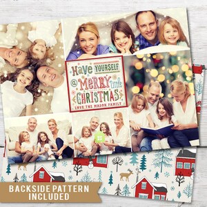 Merry Little Christmas Collage Multi Photo PRINTABLE Holiday Photo Card, Holiday Photo Card, Christmas Photo Card, Christmas Card Photo