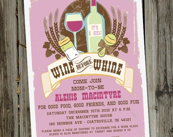 Wine Before Whine Baby Shower Invitation, Baby Invitation, Baby Shower Invite, for Men or Women