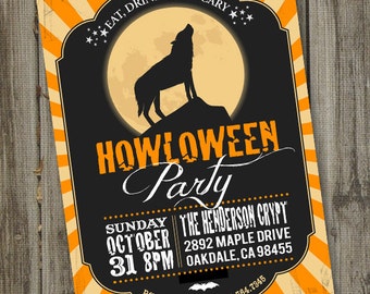 HowlOWeen Party Invitation, Wolf Invitation, Halloween Party Invitation, Printable, Halloween Invitation, Spooky Invitation, Halloween Party