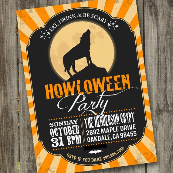 HowlOWeen Party Invitation, Wolf Invitation, Halloween Party Invitation, Printable, Halloween Invitation, Spooky Invitation, Halloween Party Il_570xn
