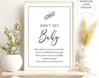 Dont Say Baby Game Printable Instant Download Baby Blue &amp; - Etsy