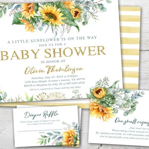 Sonnenblumen Baby Shower Einladung, Sonnenblumen Baby shower, Sonnenblumen Baby Shower Set, Sonnenblumen Baby shower Einladung, Printable