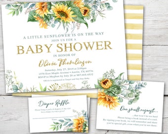 Zestaw zaproszeń na baby shower w kształcie słonecznika, Baby shower w kształcie słonecznika, zestaw na baby shower w kształcie słonecznika, zaproszenie na baby shower w kształcie słonecznika do druku, słonecznik