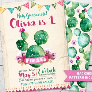 Fiesta Birthday Invitation, Fiesta Invitation, Mexican Fiesta Invitation, Cactus Birthday, Watercolor, Taco Birthday Invitation, PRINTABLE