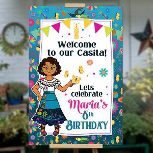 Encanto Birthday Welcome Sign, Encanto Birthday Banner, Encanto Birthday Supplies Poster Mirabel Birthday Party Decorations Encanto Backdrop