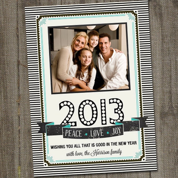 Photo New Year's Card, PRINTABLE New Year's Card, Happy New Year Card, Holiday Photo Card, Christmas Card, New Year's Photo Card, New Years Il_570xn