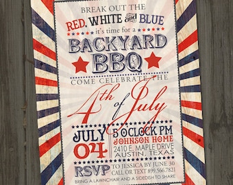 4th of July Invitation Printable, 4th of July Invite, Independence Day Invitation for a 4th of July Party, Patriotic Invitation