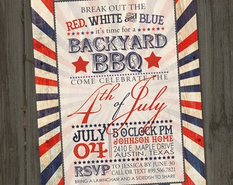 4th of July Invitation Printable, 4th of July Invite, Independence Day Invitation for a 4th of July Party, Patriotic Invitation