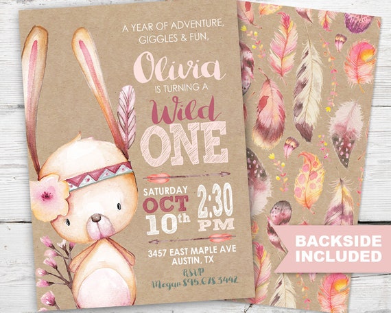 Wild ONE Birthday Invitation, Wild ONE Birthday Girl, PRINTABLE, Wild One Birthday Invitations Girl, First Birthday Invitation Girl Il_570xn